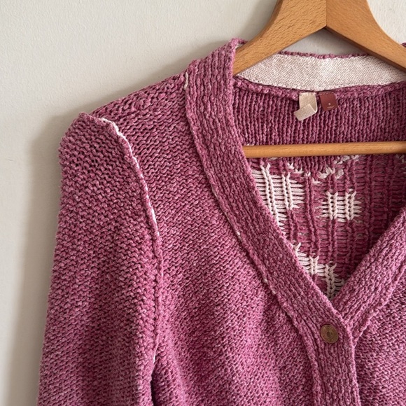 Anthropologie Pilcro Icon Yin Yang Cardigan sweater S Pink - Picture 2 of 8